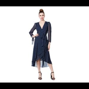 Betsey Johnson Navy Polka Dot Wrap Dress - 12 Cute